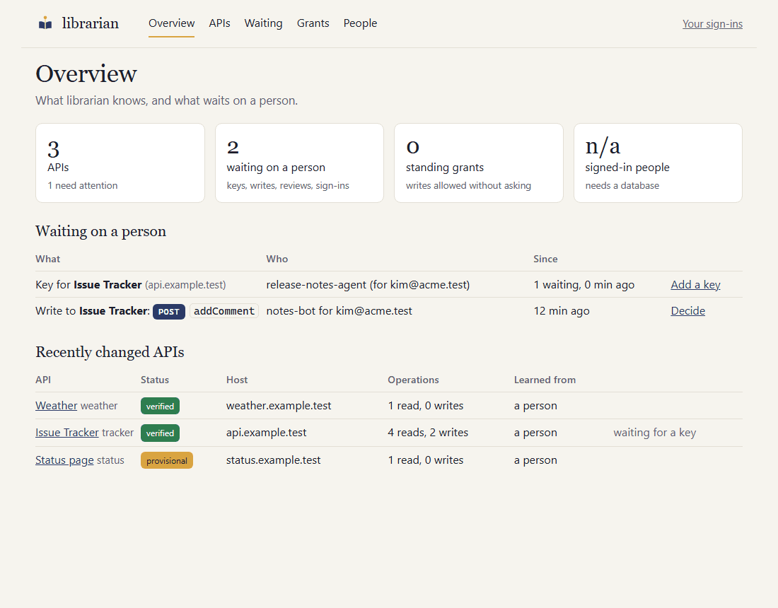 The console overview with tiles and the waiting list